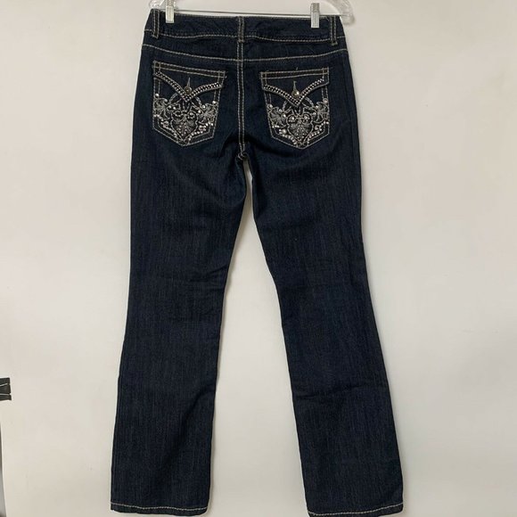 Nine West Women Jeans Size 8 Blue Dark Wash Boot Cut Mid Rise 9" Blig Pockets Em - Picture 5 of 9